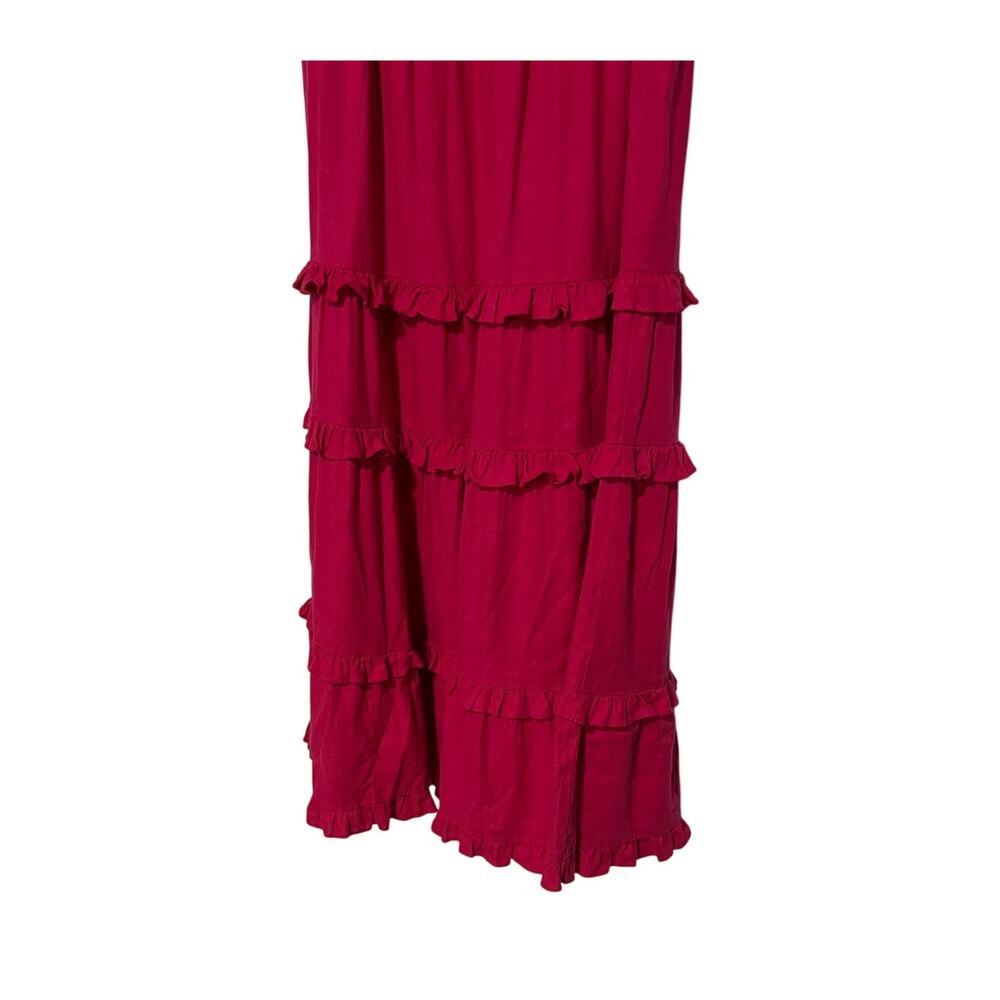CUPIO WOMENS SIZE MEDIUM RUFFLE TIERED LINED MAXI SKIRT BRIGHT ROSE PINK NEW - Picture 7 of 11